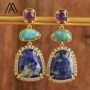 Orecchini a Lobo di Lusso in Cristallo <span class=keywords><strong>Gioielli</strong></span> da Sposa con Pietre Naturali Curative Ametista Amazzonite Labradorite Idea Regalo per Donna - Product Image 5