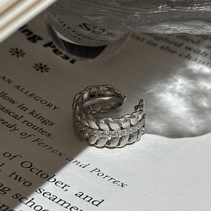 Bague en argent pur S925, feuille brossée, design vintage français rétro, réglable, tendance, incrustation de coquillages, bijoux - Product Image 5