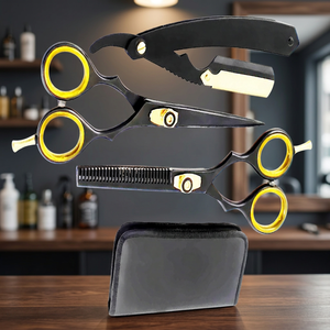 ASAP High Quality Stainless Steel <b>Men</b> Grooming Scissors Set Sustainable Quality Powder Coated Barber Scissors Kit Right-Handed - Product Image 2