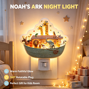 Lámpara LED Decorativa Infantil con Forma de Arca de <span class=keywords><strong>Noé</strong></span>, Giratoria 360°, Luz Nocturna Cálida y Suave, para Habitación Infantil, Venta al Por Mayor, Regalo - Product Image 2