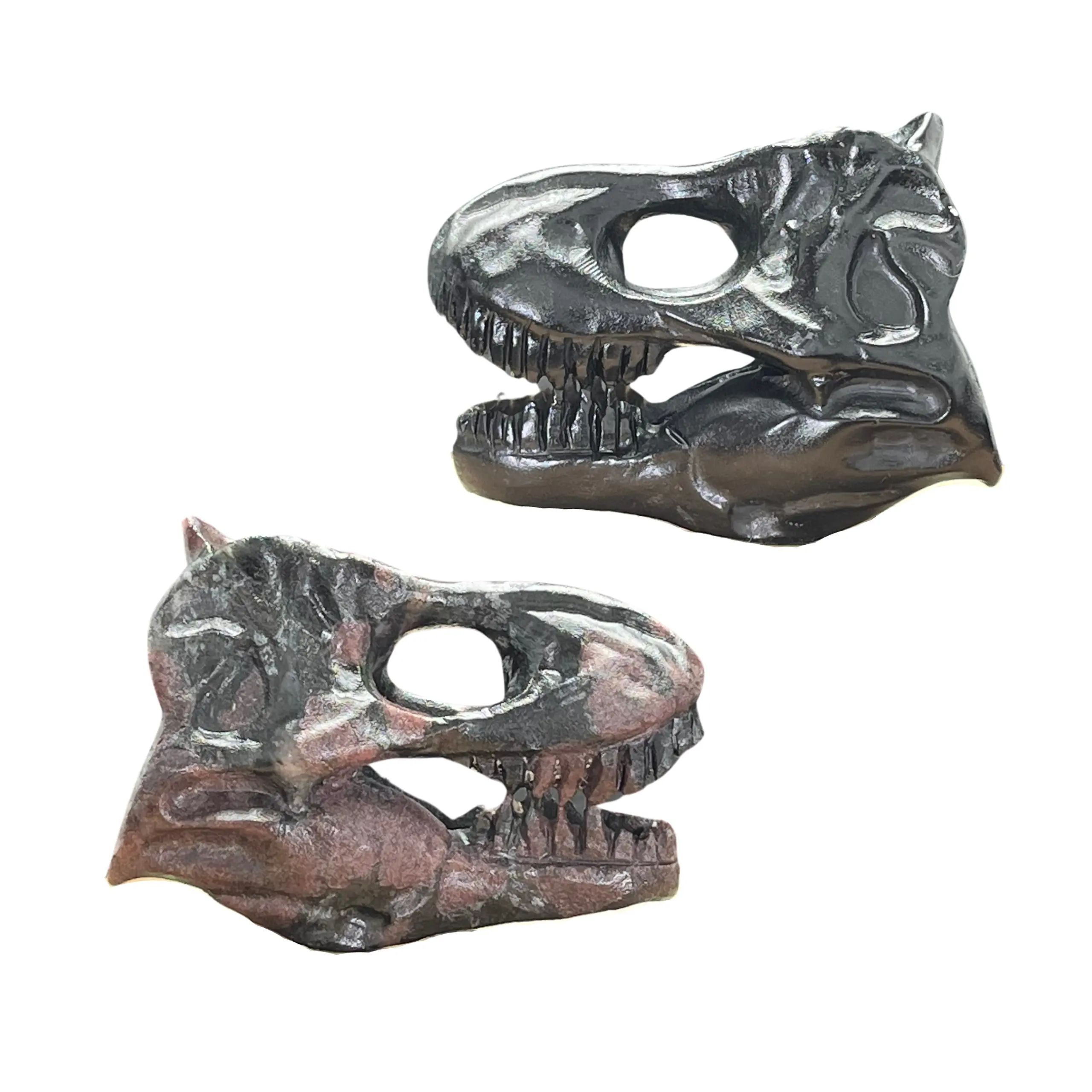 Kenny tinh thể Bán buôn tinh thể tự nhiên đá thủ công lớn khắc bán quý đá quý lớn Garnet Obsidian T-REX Dino Skull