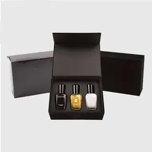 Caja de cartón plegable rígida con logotipo personalizado, embalaje magnético negro, artículos de embalaje