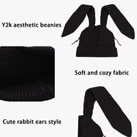 Bonnet d'hiver tricoté chaud et moelleux, style décontracté, avec oreilles de lapin amusantes, personnalisable