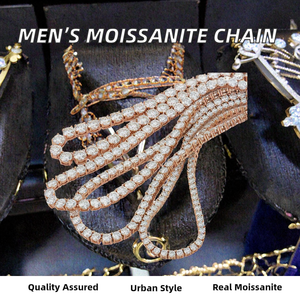 Collier Chaîne Tennis en Moissanite VVS Certifiée GIA, Plaqué Or Jaune 925, Bijoux Hip-Hop Personnalisés pour Hommes, Vente en Gros - Product Image 2
