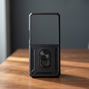 เคสโทรศัพท์แบบพับได้สำหรับ Z Flip7 สีดำ รุ่น Black Armor พร้อมที่จับและวงแหวนแม่เหล็ก ผลิตจากวัสดุ TPU+PC แข็งแรง เป็นมิตรกับสิ่งแวดล้อม - Product Image 3