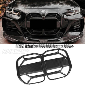 Front Bumper CSL Style Replacement <b>Mesh</b> <b>Grill</b> <b>for</b> BMW 4 Series G22 G23 430i & M440i 2021+ Carbon Fiber Look - Product Image 1