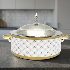 Casserole moderne de luxe en acier inoxydable, 24 cm de diamètre, avec couvercle et poignées en acier inoxydable, revêtement émaillé - Product Image 4