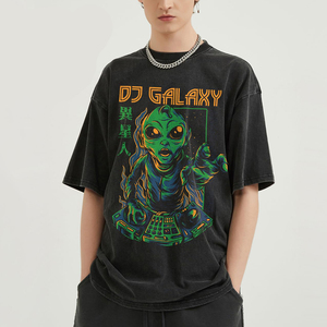 T-shirt personnalisé rétro pour homme, imprimé streetwear, poids lourd 280g, 100% coton, <span class=keywords><strong>haut</strong></span> décontracté pour homme, t-shirt <span class=keywords><strong>délavé</strong></span> à effet flocon de neige - Product Image 1
