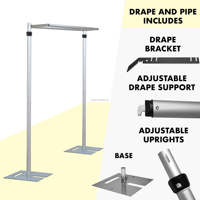 Kit de support de toile de fond de mariage en aluminium 10x10 pieds avec double barre transversale réglable pour événements et fêtes