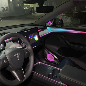 Control de pantalla tira de luz de coche LED atmósfera luz coche LED ambiente <span class=keywords><strong>interior</strong></span> sistema de iluminación para Tesla modelo Y 2024 - Product Image 1