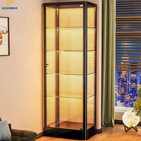 Vitrine en verre anti-poussière, écologique, étanche, avec éclairage LED, durable pour figurines et modèles, usage commercial et domestique