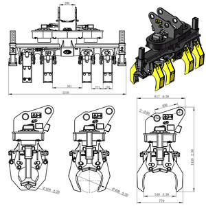 XUVOL Rotating Pipe Handler Max. <b>Grabbing</b> Weight 3T Suitable to Carrier 13-15tons Excavator Construction <b>Machinery</b> - Product Image 3
