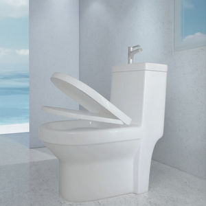 Combinación de Inodoro y <span class=keywords><strong>Lavabo</strong></span>, <span class=keywords><strong>Cisterna</strong></span> de Doble Descarga, Inodoro de Cerámica de Una Pieza, Sifón en P, Artículos Sanitarios para Villas - Product Image 3