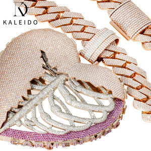 จี้เพชรรูปหัวใจ 3 มิติ แบบฮิปฮอปสั่งทำพิเศษจาก Kaleido ชุบทองคำขาว ประดับเพชรซิคอน หรูหรา ขนาดใหญ่ 3 นิ้ว - Product Image 2