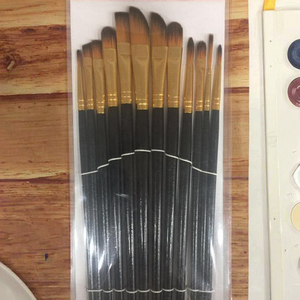 Fábrica al por mayor personalizado profesional 6 uds mango de <span class=keywords><strong>madera</strong></span> roja Nylon artista cepillo conjunto aceite acrílico acuarela pinturas cepillo - Product Image 3
