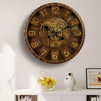 Horloge murale à aiguilles en quartz de style Art Déco antique de luxe brun arabe pour la décoration de la maison, du salon, rentrée scolaire, CE RoHs