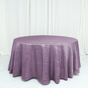 Nappe de table élégante violette pour fête de mariage, nappe ronde en <span class=keywords><strong>taffetas</strong></span> <span class=keywords><strong>violet</strong></span> froissé - Product Image 6