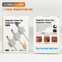 Ensemble de clips magnétiques portables pour câbles, organisateur de fils multi-usages, support de câbles de bureau pour accessoires de téléphone Android avec emballage en boîte