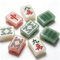 Tuiles de Mahjong en Jade Sculptées à la Main, Bords Lisses, Artisanat Américain, Jeu de Société pour Divertissement et Fêtes