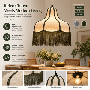 Lampe suspendue vintage classique en tissu à franges, style bohème, pour projets hôteliers - Product Image 1