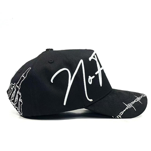 Nouvelle Casquette de Baseball Hip-hop No <span class=keywords><strong>Fear</strong></span> avec Broderie 3D, Doublure en Satin, Motif Crâne Gothique et Fil Barbelé pour la Mode Urbaine - Product Image 3