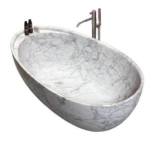 2024 baignoire en marbre <span class=keywords><strong>de</strong></span> taille <span class=keywords><strong>de</strong></span> pierre <span class=keywords><strong>de</strong></span> luxe autoportante belle baignoire en marbre blanc naturel personnalisé - Product Image 1