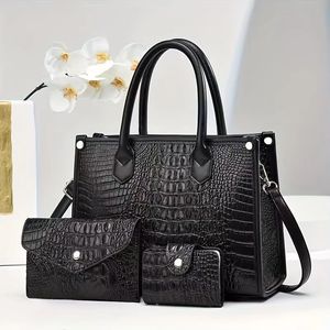 New Wholesale 3 in 1 Shoulder Bags Set Brand Ladies Fashion Good Quality PU Leather Luxury Women's <b>Handbags</b> With Purse - Product Image 3