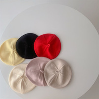 Gorro de Punto de Color Sólido para Bebés, Gorro de Lana de Algodón para Recién Nacidos, Boinas Tejidas para Niñas