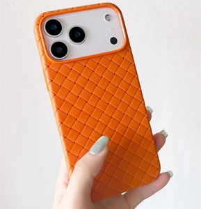 Funda Magnética con Patrón Tejido para Teléfono Móvil, de TPU Suave, Color Naranja, para <span class=keywords><strong>iPhone</strong></span> 17, Fundas para <span class=keywords><strong>iPhone</strong></span> 17 Pro - Product Image 2