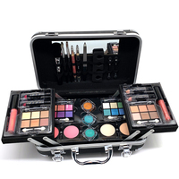 Élégant étui en cuir noir avec coffret cadeau d'impression de marque de distributeur pour kits de maquillage