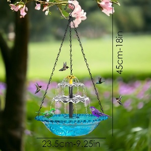 Fontaine solaire suspendue pour bain d'oiseaux, fontaine d'extérieur à cascade alimentée par l'énergie solaire, bain d'oiseaux suspendu avec eau pour le <span class=keywords><strong>jardin</strong></span> - Product Image 2