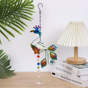 Campanelli eolici in cristallo colorato acchiappasole per uccelli decorazione da appendere ciondolo artigianale con sfera luminosa decorazione per finestre da giardino - Product Image 2