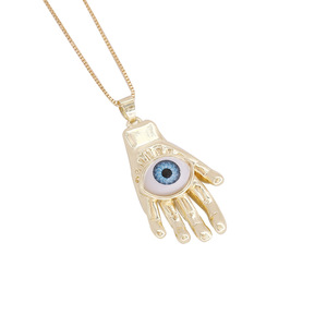 Haute qualité 18K or coeur bleu oeil pendentif collier Bling Zircon oeil d'horus pendentif colliers pour femmes et filles - Product Image 6