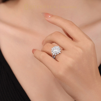 Bague de Mariage de Luxe Double Halo Florale pour Femme, Diamant de Laboratoire IGI Platine PT950 2 Carats DE VS