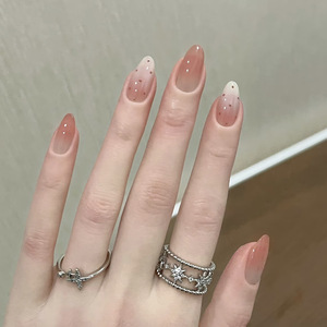 Faux Ongles Réutilisables en Gros, Amande Artificielle Rouge Blanc Marron Tacheté, Style Euro-Américain, à Presser - Product Image 1