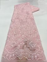 NI.AI Nouveau design Tissu en dentelle perlée florale 3D, Tissu en filet brodé, Dentelle à pompons