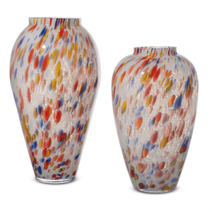 Jarrón de Vidrio Tammaro Home Arlecchino Blanco con Granos Coloridos, Diseño Bohemio Contemporáneo VAS4323 VAS4577 - Product Image 1