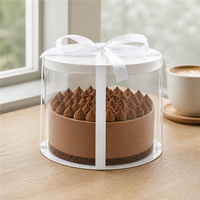 Boîte d'emballage ronde pour gâteau en PET jetable avec couvercle transparent et plateau inférieur pour boulangerie, vente en gros