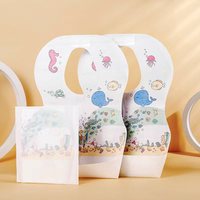 Bavoirs jetables non tissés pour bébé, motif dessin animé petit ours, doux, anti-fuite, antibactériens, pour nourrissons et nouveau-nés