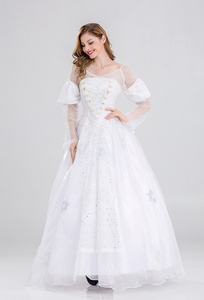 Vestido de Noche Noble y Elegante con Mangas Abullonadas, Diseño de Bordado de Estrellas, Vestido de Princesa para Fiesta, Disfraz de <span class=keywords><strong>Reina</strong></span> <span class=keywords><strong>Blanca</strong></span> para Halloween - Product Image 3