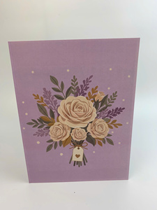 Carte de vœux en papier avec bouquet de fleurs 3D écologique fait main, design élégant de roses pour les cadeaux d'anniversaire - Product Image 3