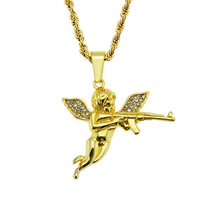 Collar de Moda con Colgante de Ángel en Aleación Estilo Hiphop, Cadena de Acero Inoxidable, Joyería Masculina al por Mayor - Product Image 5