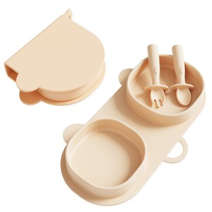 Miniassiette de voyage pour bébé, assiettes pour bébé, essentielles pour les voyages, avec fourchettes et cuillères, assiettes à dîner pliables en silicone, nouveauté - Product Image 1
