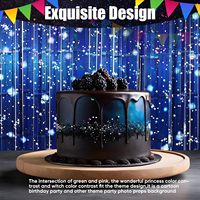 Lot de 2 rideaux en feuille d'aluminium Galaxie pour décorations de fête sur le thème de l'espace, rideaux en guirlandes métalliques bleues, fête d'anniversaire sur le thème du film spatial