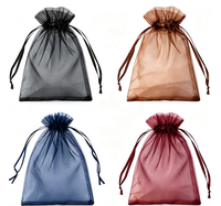 Sacs en organza réutilisables de 24 couleurs, petits, moyens et grands, avec cordon de serrage, pour bijoux, cadeaux de mariage, fêtes, emballages