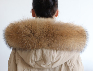 Capucha de Piel de Mapache Genuina de Primera Calidad, Ecológica y de Lujo para Invierno, Bufanda Desmontable, Capucha de Piel, Cuello de Piel - Product Image 5