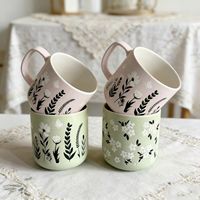 Vente en gros de tasses à café en céramique style Ins personnalisé tasses peintes à la main en céramique tasses à eau personnalisées