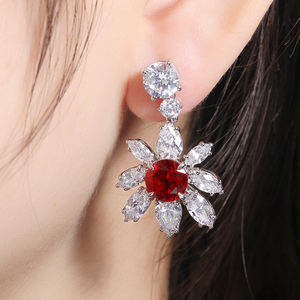 Ingrosso in argento 925 <span class=keywords><strong>orecchini</strong></span> coreani in laboratorio con pendente <span class=keywords><strong>rubino</strong></span> con taglio a pera pietre preziose borchie per donne gioielli da sposa - Product Image 2