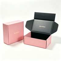 Boîte d'expédition en carton ondulé rose personnalisée avec fermeture éclair facile à ouvrir, boîtes d'expédition écologiques recyclables pour l'emballage de vêtements et de cadeaux
