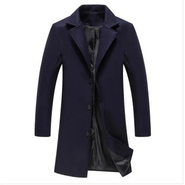 Hot selling top quality fashionable extended business clothes men long coat jacket plus size men's coats